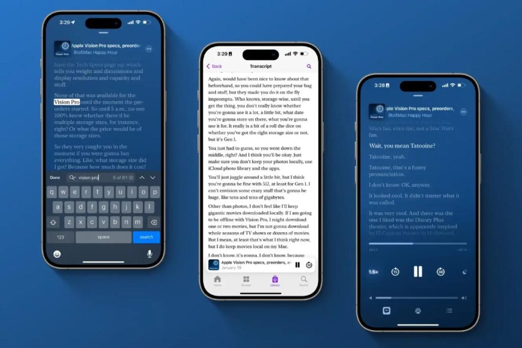 The Apple Podcasts app now converts podcasts to text